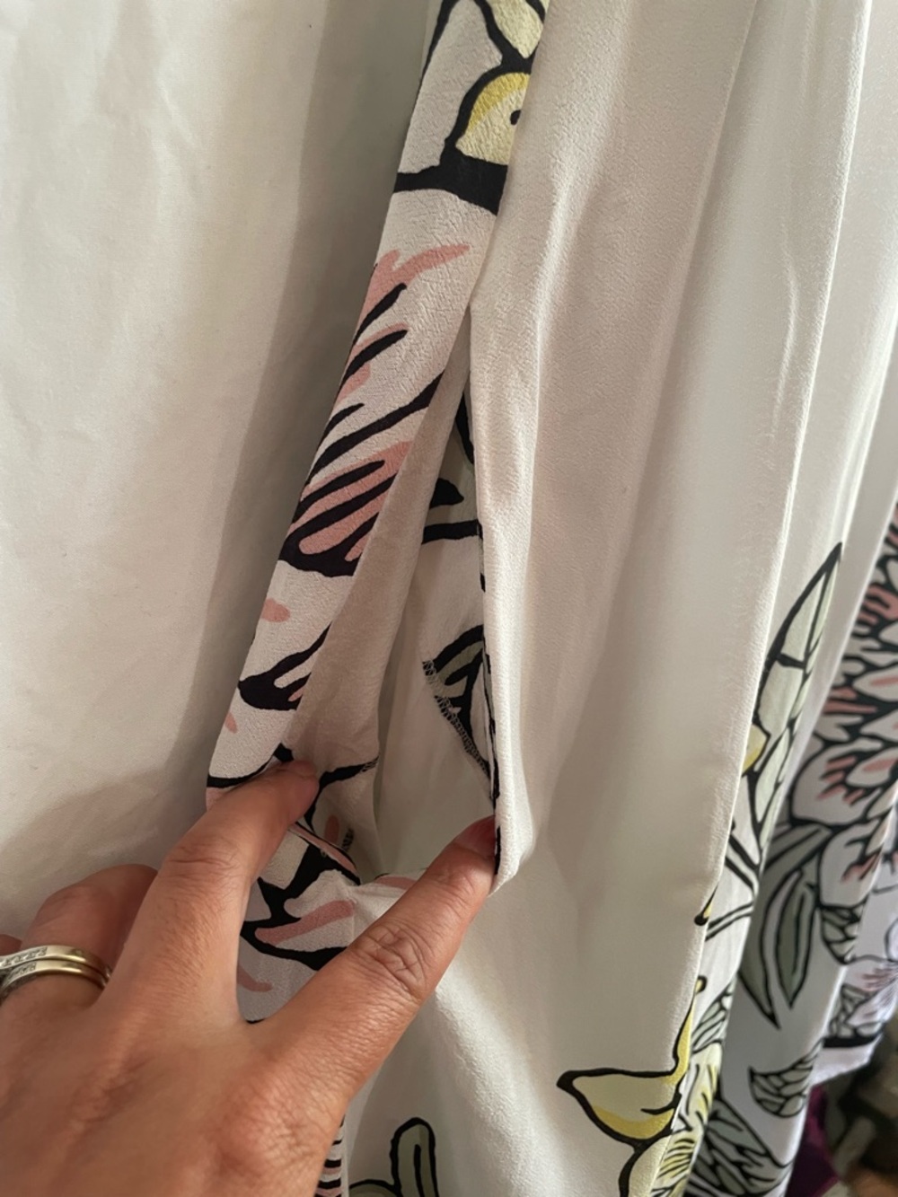 LOFT Floral Halter Midi Dress XS Cream Flowy Lined Boho Garden Coastal Pockets - Picture 6 of 11
